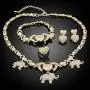 Yulaili Hugs and Kiss XO Jewelry Sets for Women Pendant Crystal Necklace Bracelet Stud Earrings Rings Anniversary Jewelery Gifts