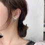 YUNXI pearl Rhinestone Long Metal Tassels Butterfly Earrings 3D Hollow shiny Crystal Zircon Butterflies Drop Dangle Earring for Women Girls