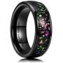 King Will Mens 8mm Rose Gold Plated Tungsten Carbide Wedding Ring Colorful Fragments Inlay Domed Style
