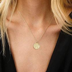 MONOZO Disc Initial Necklace for Women, 14k Gold Filled CZ Initial Letter Pendant Necklace Dainty Disc A-Z Alphabet Necklace Jewelry Gifts for Women Teen Girls