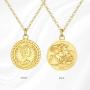 Mevecco Carved Gold Coin Pendant Necklace for Women Girls Men,18K Gold Plated Dainty Minimalist Necklace for Women