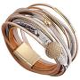 Bfiyi Leather Wrap Bracelet Prime Cuff Wristband Gold Tube Bracelet Multilayer Boho Bracelet for Women, Sister, Wife