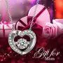 DANCING HEART Gifts for Her ✦Wonderful World✦ 925 Sterling Silver Dancing Stone Pendant Necklace with 5A Cubic Zirconia with Jewelry Box