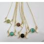 Triple Moon Goddess Symbol Semi-Precious Stones Jewelry