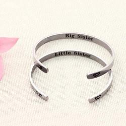 JQFEN Big Sister Little Sister Bracelets Jewelry 2 Pcs Cuff Bangles for Sister Friends Daughter