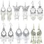6 Pairs Vintage Bohemian Tassel Earrings Set for Women Girls shells Resin Hoop Stud Drop Dangle Earring Acrylic Earrings for Birthday/Party/Christmas/Friendship Gifts