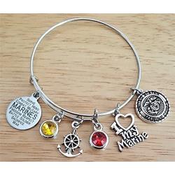 Kits Kiss Marine Bracelet, USMC Bracelet, USMC Wife Bracelet, USMC Mom Bracelet, USMC Girlfriend Bracelet, USMC Sister Bracelet, I Love My Marine Bracelet, USMC Jewelry, Marine Bangle Bracelet