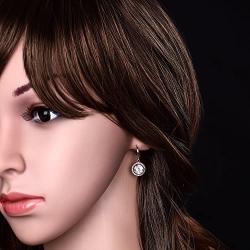 GULICX Womens Rose Gold Electroplated Zircon Vintage Style Round Hoop Earrings Dangle Leverback