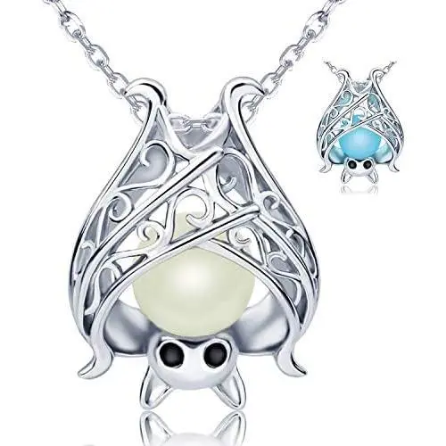 925 Sterling Silver Bat Necklace Earrings Bracelet Cute Animal Glowing in The Dark Halloween Jewelry Gift for Women Girl 925 Sterling Silver Bat Necklace Earrings Bracelet Cute Animal Glowing in The Dark Halloween Jewelry Gift for Women Girl