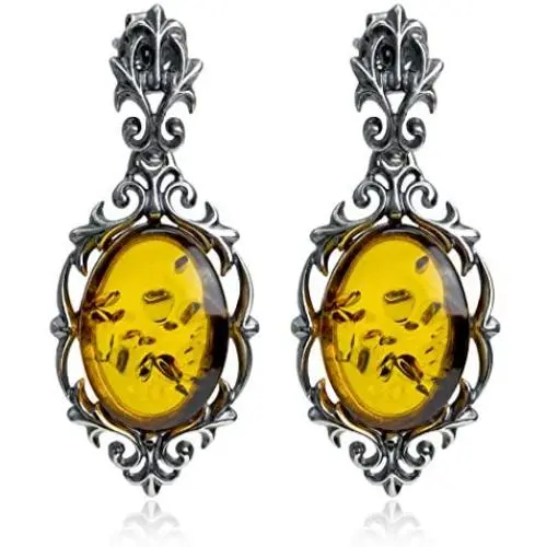 Ian and Valery.Co Amber Sterling Silver Drop Earrings Ian and Valery.Co Amber Sterling Silver Drop Earrings