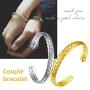 GOLDCHIC JEWELRY Wide Open Cuff Bracelet, Stainless Steel 7.7mm/10mm Leaf/Star/Chain Link/Wheat Braided Style Adjustable Boho Stackable Bangle Bracelet,Gift Box Included