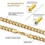 KRKC&CO 6/9/12mm Miami Cuban Link Chain for Men, 18K Gold Plated Stainless Steel Anti-Tarnish Anti-Allergies Hip Hop Rapper Chain Necklace for Men, 18 20 22 24 26 inches