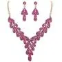 BriLove Wedding Jewelry Sets for Brides Leaf Rhinestone Beaded Y-Shape Neckalce Dangle Earrings