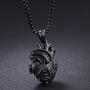 jonline24h Stainless Steel Anatomical Organ Heart Pendant Necklace for Mens Womens 22-24inch Chain