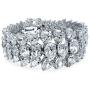 Bling Jewelry Bridal Wide Cubic Zirconia Cluster CZ Statement Bracelet for Women for Prom for Pageant for Wedding Silver Plated Brass