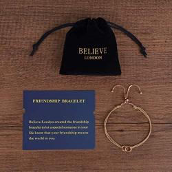 Believe London Friendship Knot Bracelet with Jewelry Bag & Meaning Card | Fully Adjustable to Fit Any Wrist | Silk with Double Link