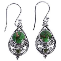 NOVICA Peridot Green Reconstituted Turquoise .925 Sterling Silver Dangle Earrings Green Elegance