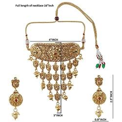 Efulgenz Indian Bollywood Traditional 14 K Gold Plated Kundan Pearl Wedding Tassel Choker Necklace Earrings Jewelry Set