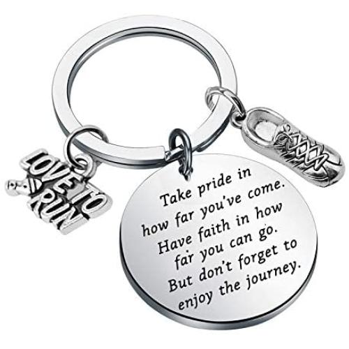 FUSTMW Runners Keychain Gift Marathon Runner Gift Marathon Keychain Track Gift Inspiration Gift for Runner Jewelry Running Gift