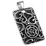 Lotus Star Ornate Dog Tag Heavyweight Pendant 24'' Long Necklace