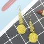 Raffia Filigree Drop Earrings Boho Pom Pom Gold Filigree Dangle Earrings Delicate Spiral Threader Earrings for Women Girls