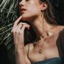 Mevecco Carved Gold Coin Pendant Necklace for Women Girls Men,18K Gold Plated Dainty Minimalist Necklace for Women