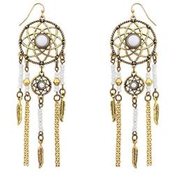 Lux Accessories White Navajo Dream Catcher Dangle Earrings