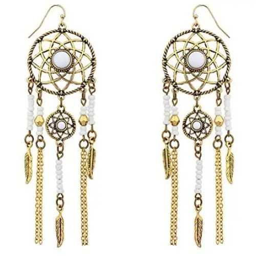 Lux Accessories White Navajo Dream Catcher Dangle Earrings Lux Accessories White Navajo Dream Catcher Dangle Earrings
