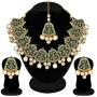 I Jewels Exklusive Gold Plated Kundan & Meenakari Bridal Necklace Set with Earrings & Maang Tikka for Women