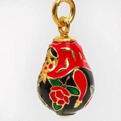 Alpha Red Rose Nesting Doll Faberge-Style Egg Pendant 24k Gold Plated with Swarovski Crystal