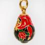 Alpha Red Rose Nesting Doll Faberge-Style Egg Pendant 24k Gold Plated with Swarovski Crystal