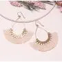 Big Tear Drop Dangle with Chain & Crystal Trimmings, Fan Shape Tassel Statement Earrings