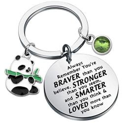 Funny Cute Panda Keychain You are Braver Stronger Smarter Than You Think Keychain Animal Panda Bear Jewelry Pandas Lover Gift