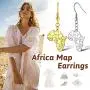 FaithHeart African Map Drop Earrings Stainless Steel Statement Africa Jewelry Ear Charms for Women Teen Girls