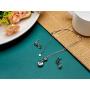 HAZZAR Real 925 Sterling Silver with Natural Green Square-Shape Amethyst and White Cubic-Zirconia Necklace & Dangle Earrings Set