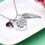 God has You in his arms with Angel Wing Charm Cremation Ashes Jewelry Keepsake Memorial Urn Necklace with Birthstone Crystal