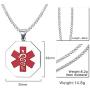 VNOX Customize Stainless Steel Medical Alert ID Hexagonal Pendant Necklace for Men Women,Free Chain 24''