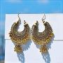 DOUVEI 4 Pairs/Set Indian Jhumka Jhumki Ethnic Dangle Earring Sets for Women Vintage Silver Gold Long Tassel Bell Drop Bollywood Earrings Boho Gypsy Jewelry