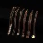 Softones 12pcs Simple Silver Gold Bracelets for Women Girls Cute Pearl Bracelet Tiny Charm Dainty Handmade Bracelet Set Adjustable