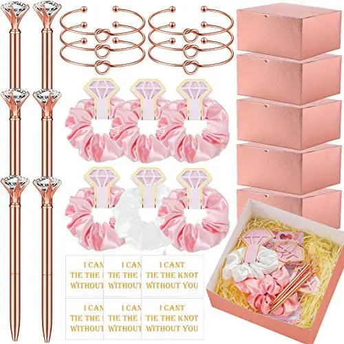 6 Sets Bridesmaid Proposal Party Supply Includes Bridesmaid Love Knot Bracelets Bridesmaid Scrunchie Rose Gold Diamond Pen Bridesmaid Giving Cards with Proposal Gifts Boxes 6 Sets Bridesmaid Proposal Party Supply Includes Bridesmaid Love Knot Bracelets Bridesmaid Scrunchie Rose Gold Diamond Pen Bridesmaid Giving Cards with Proposal Gifts Boxes