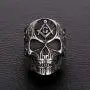 Masonic Skull Rings for Men, Stainless Steel Freemason Skull Ring, Cool Vampire Skull Ring Halloween Biker, Gothic Demon Skull Head Ring, Vintage Punk Skull Jewelry Gift for Men Boys