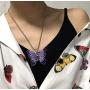 Geroki Purple Butterfly Pendant Necklace Silver Dainty Necklaces Beaded Necklace Chain Jewelry for Women and Girls