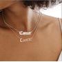 Zodiac Necklaces for Women Old English Necklace Horoscope Constellation Necklace Astrology Jewelry Stainless Steel Zodiac Jewelry 14.2''+2.75''