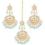 Aheli Beautiful Indian Traditional Wedding Faux Kundan Beaded Maang Tikka with Earrings Set for Women Ethnic Fashion Jewelry Aheli Beautiful Indian Traditional Wedding Faux Kundan Beaded Maang Tikka with Earrings Set for Women Ethnic Fashion Jewelry