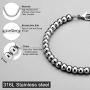 Jewelry Kingdom 1 Necklace or Bracelet for Women and Men, Beaded Chain Sterling Silver Stainless Steel, Handmade Jewelry, Thick of 6-8MM and Length of 7-40'' Optional