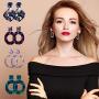 Duufin 24 Pairs Mottled Acrylic Earrings Resin Drop Dangle Earring Hoop Statement Earrings Polygonal Bohemian Fashion Jewelry Earrings for Women Girls