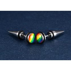 VNOX 4 Pairs Gay Lesbian Pride Rainbow Ear Round Hoop Stud Earring for Gay & Lesbian Pride