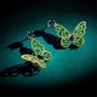 DAMLENG Brilliant Shine Green Fairy Tale Butterfly Stud Earrings Rhinestone Animal Insect Charm Dangle Drop Earrings for Women Girls Jewelry Gift