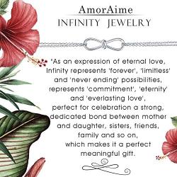 AmorAime Infinity Bracelet for Women 925 Sterling Silver Bracelet Endless Love Charm Adjustable Double Chains Girls Jewelry Gift for Birthday or Mothers Day