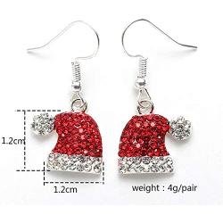 Christmas Dangle Stud Earrings Holiday Party Drop Earrings Enamel Crystal Santa Claus Bell Hat Earring Cute Christmas Costume Jewelry Women Girls